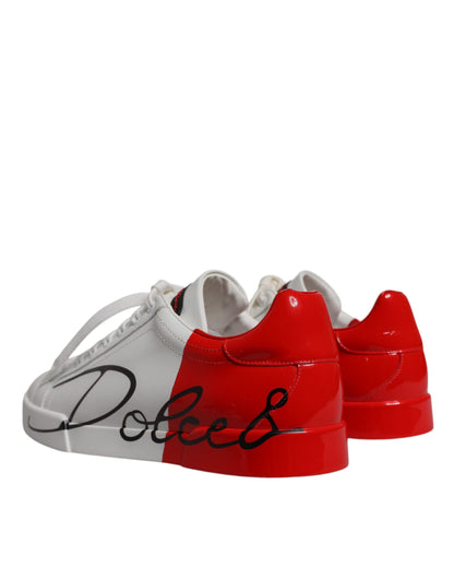 Dolce &amp; Gabbana Weiß Rot Portofino Low Top Herren Sneakers Schuhe