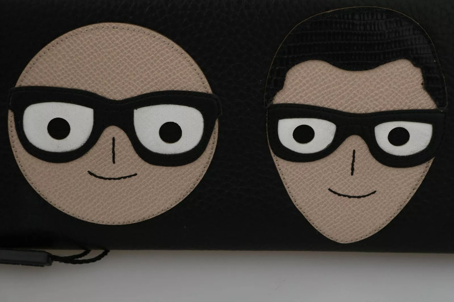 Dolce &amp; Gabbana Schwarzes Leder #DGFAMILY Continental Herren-Geldbörse mit Reißverschluss