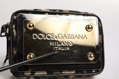 Dolce &amp; Gabbana – Mehrfarbige Umhängetasche aus Jacquard mit DG-Logo und Leopardenmuster