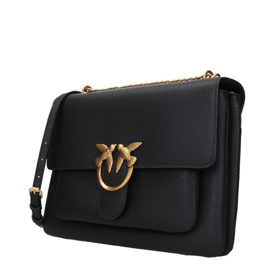 PINKO Black Leather Crossbody Bag