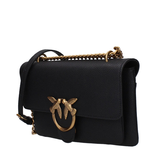 PINKO Black Leather Crossbody Bag