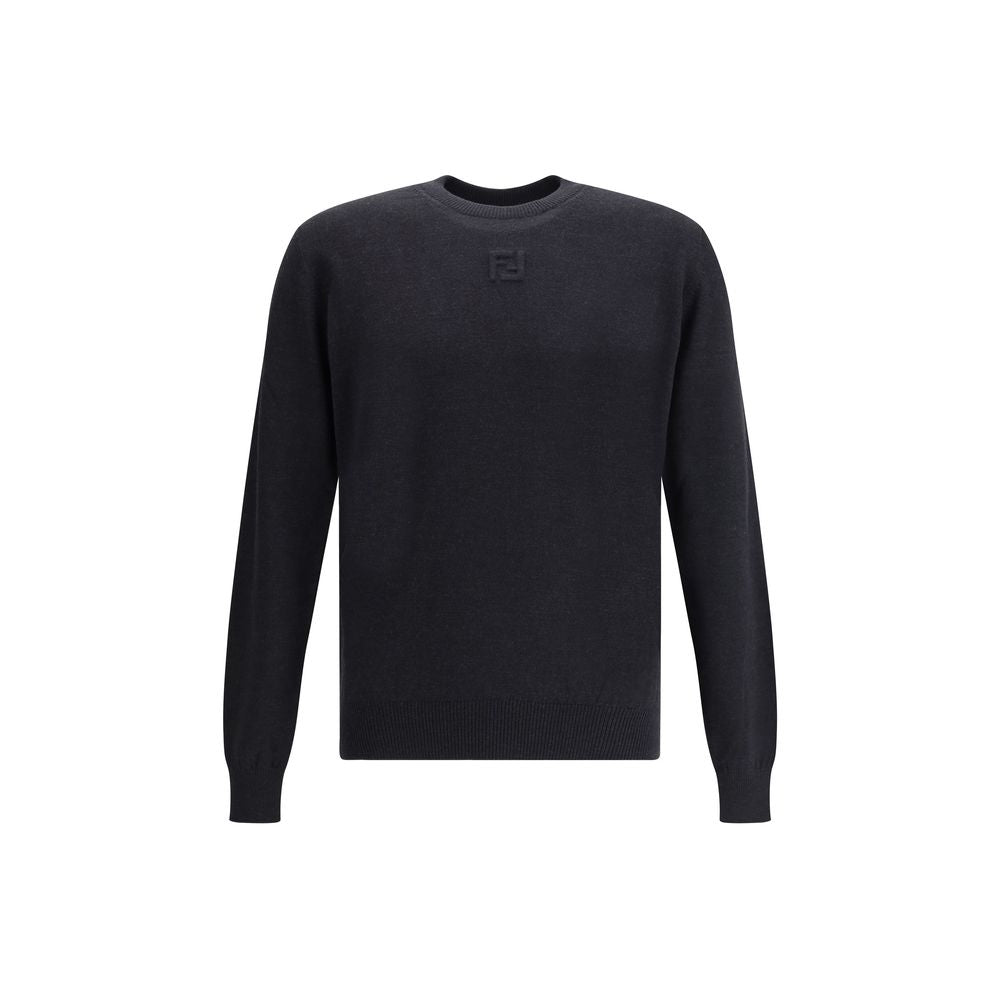 Fendi Schwarzes Fleece-Sweatshirt aus Wolle