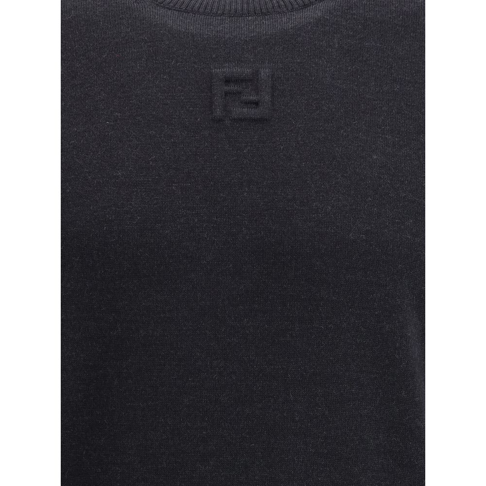 Fendi Schwarzes Fleece-Sweatshirt aus Wolle
