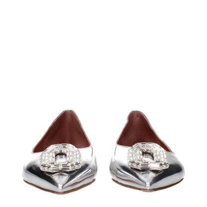 Amina Muaddi Ballerinas aus grauem Leder