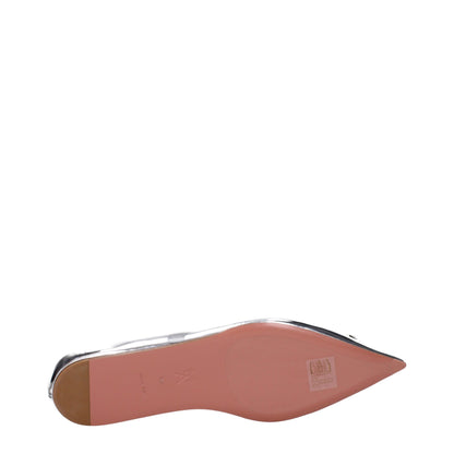 Amina Muaddi Ballerinas aus grauem Leder