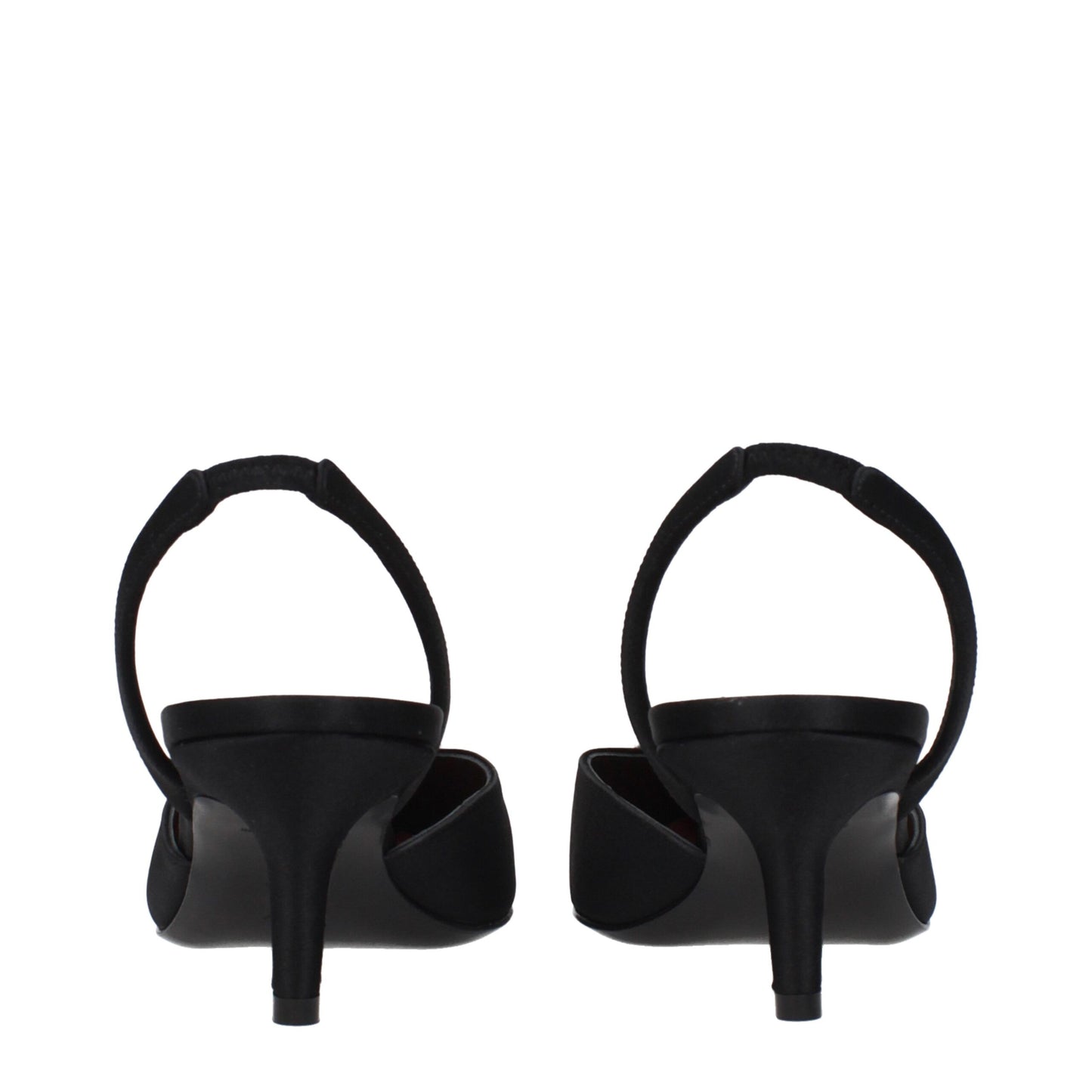 Amina Muaddi Black Satin Stiletto Heels Sandals