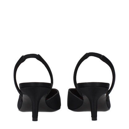 Amina Muaddi Black Satin Stiletto Heels Sandals