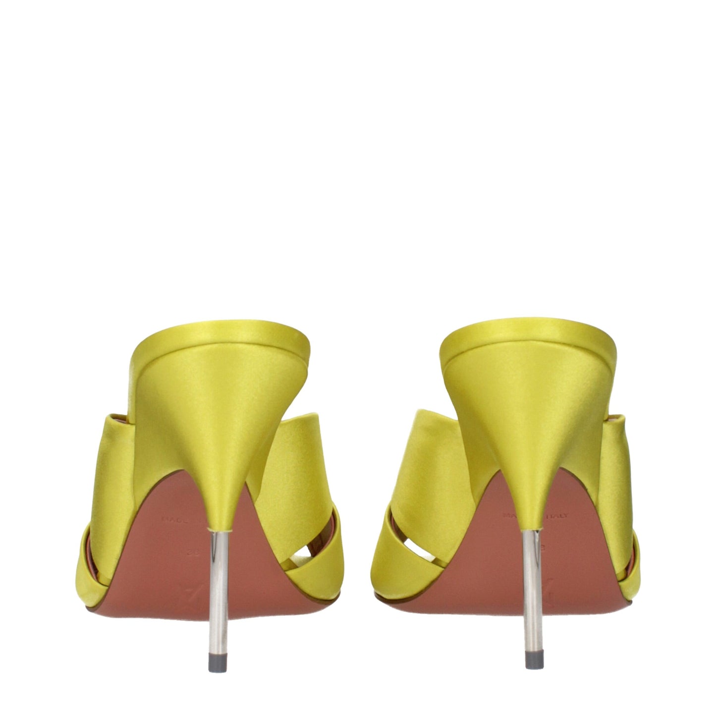 Amina Muaddi Grüne Satin-Sandalen mit Stilettoabsatz