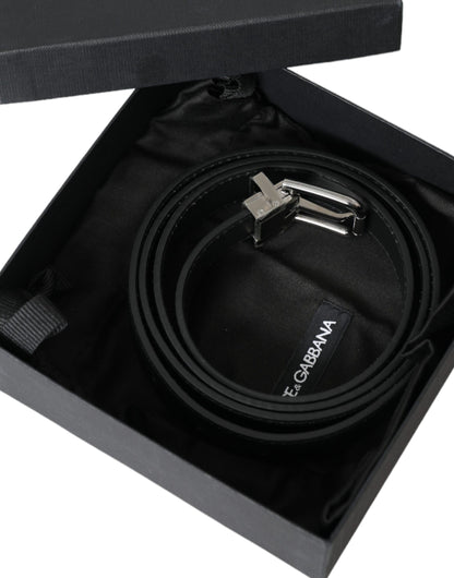 حزام دولتشي آند غابانا للرجال من الجلد الأسود بإبزيم معدني فضي