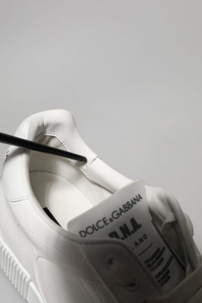 Dolce &amp; Gabbana Weiße Leder MIAMI Low Top Sneakers Schuhe