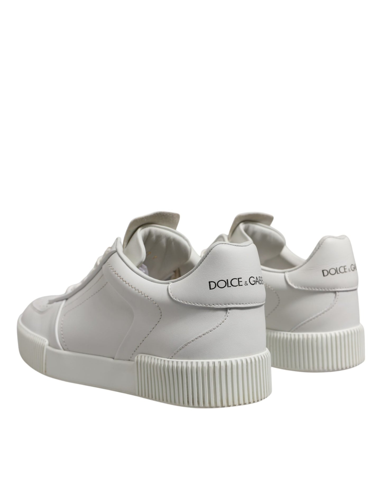 Dolce &amp; Gabbana Weiße Leder MIAMI Low Top Sneakers Schuhe