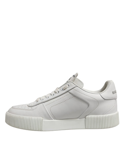 Dolce &amp; Gabbana Weiße Leder MIAMI Low Top Sneakers Schuhe