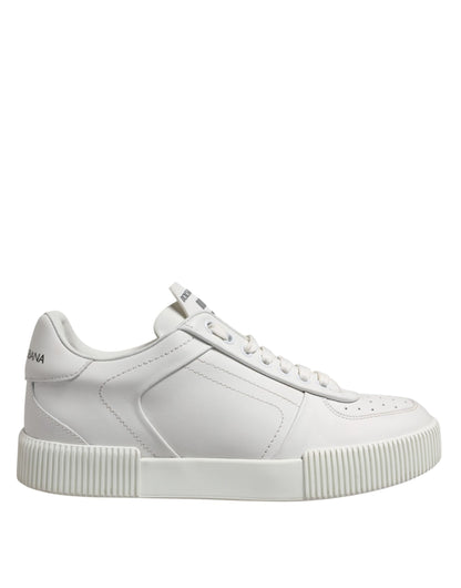 Dolce &amp; Gabbana Weiße Leder MIAMI Low Top Sneakers Schuhe