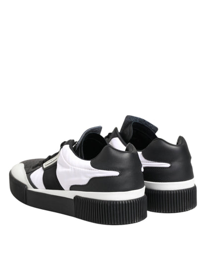 Dolce &amp; Gabbana MIAMI Low Top Sneakers aus schwarzem und weißem Leder