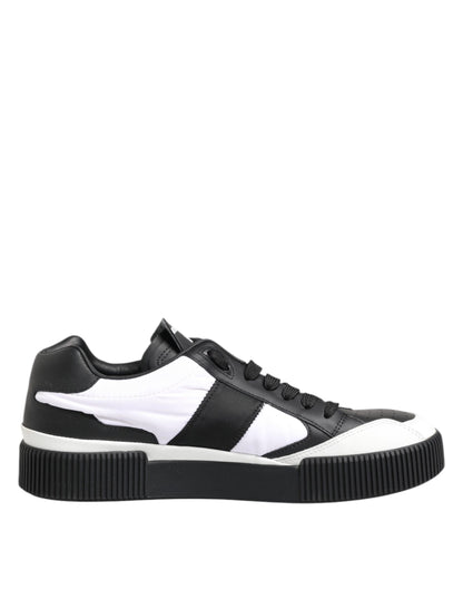 Dolce &amp; Gabbana MIAMI Low Top Sneakers aus schwarzem und weißem Leder