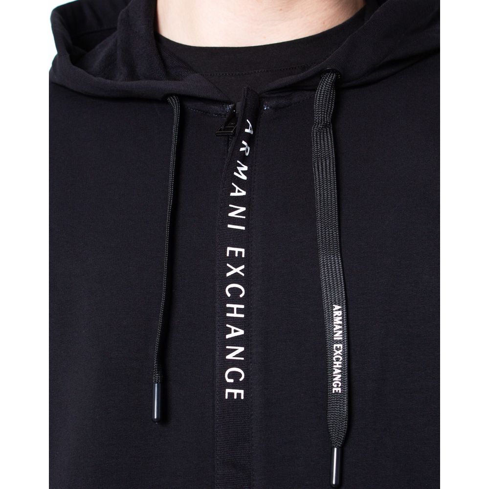 Armani Exchange – Schwarzer Kapuzenpullover aus Baumwolle