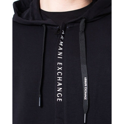 Armani Exchange – Schwarzer Kapuzenpullover aus Baumwolle