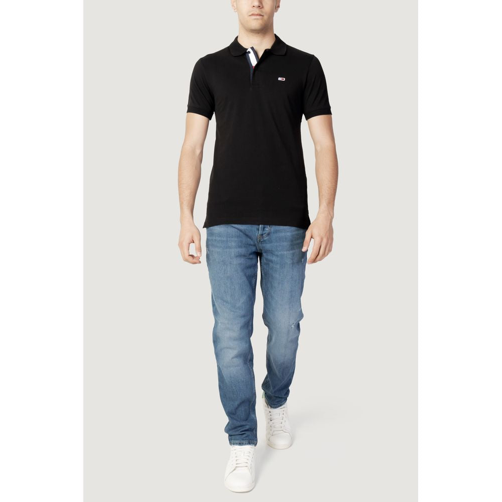 Tommy Hilfiger Jeans – Schwarzes Poloshirt aus Baumwolle