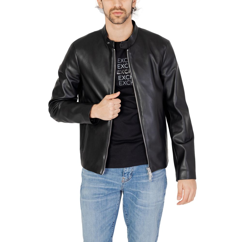 Armani Exchange Black Polyester Jackets & Coat
