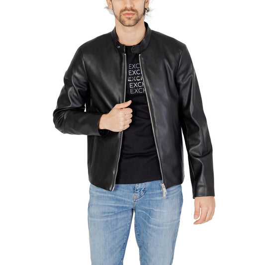Armani Exchange Black Polyester Jackets & Coat