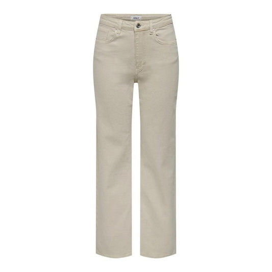 Only – Beige Jeans aus Baumwolle mit entspannter Passform