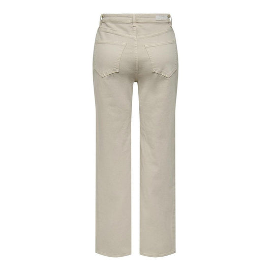 Only – Beige Jeans aus Baumwolle mit entspannter Passform