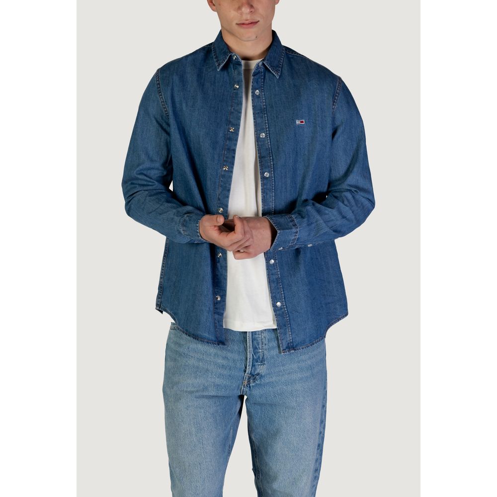 Tommy Hilfiger Jeans – Blaues Hemd aus recycelter Baumwolle