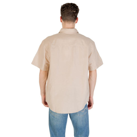 Calvin Klein Jeans – Leinen-Kurzarmshirt in Beige