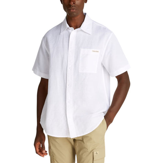 Calvin Klein Jeans – Weißes Leinen-Kurzarmshirt