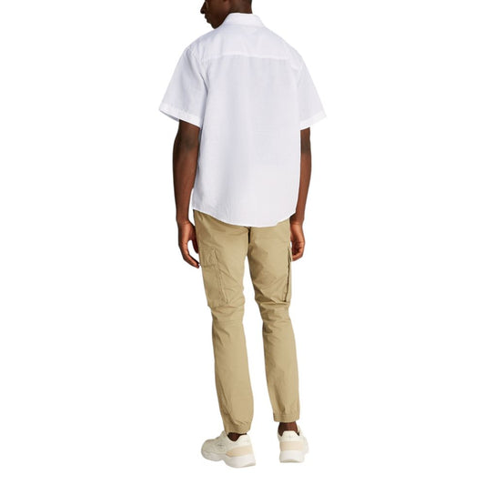 Calvin Klein Jeans – Weißes Leinen-Kurzarmshirt