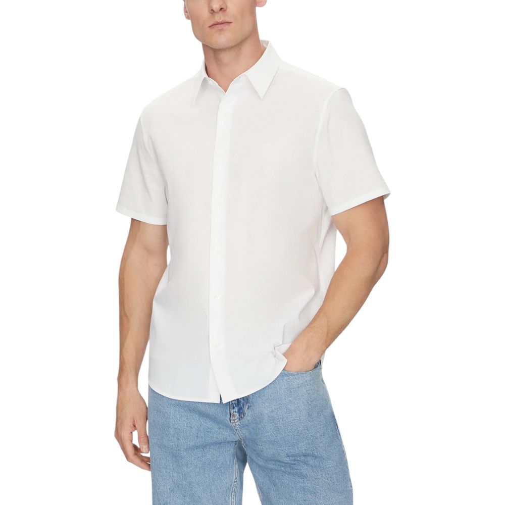 Calvin Klein – Weißes Kurzarmhemd aus Bio-Baumwolle