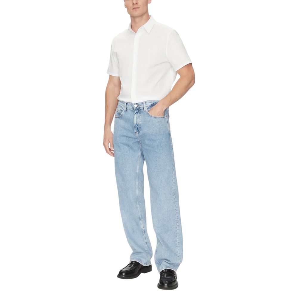 Calvin Klein – Weißes Kurzarmhemd aus Bio-Baumwolle