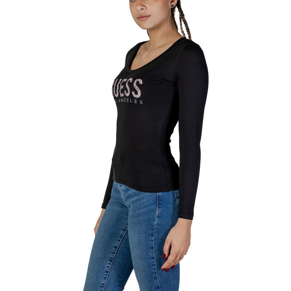 Guess – Schwarzes Langarmshirt aus Baumwolle