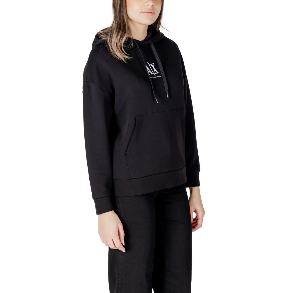 Armani Exchange – Schwarzer Kapuzenpullover aus Baumwolle