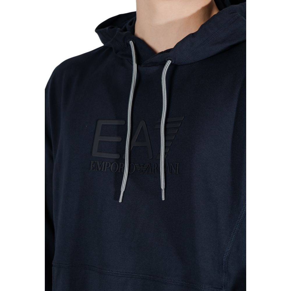 EA7 Emporio Armani Blauer Baumwoll-Kapuzenpullover