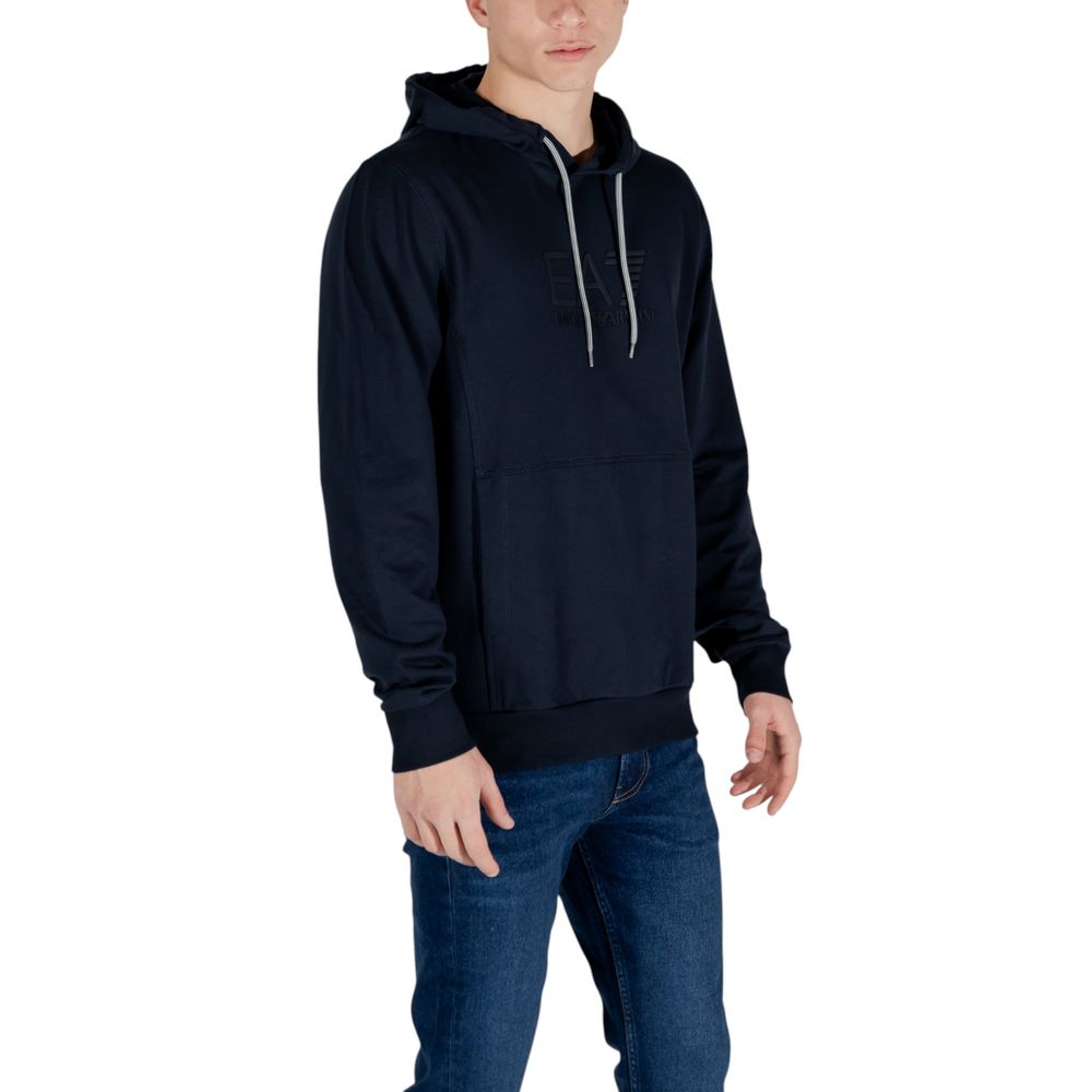 EA7 Emporio Armani Blauer Baumwoll-Kapuzenpullover