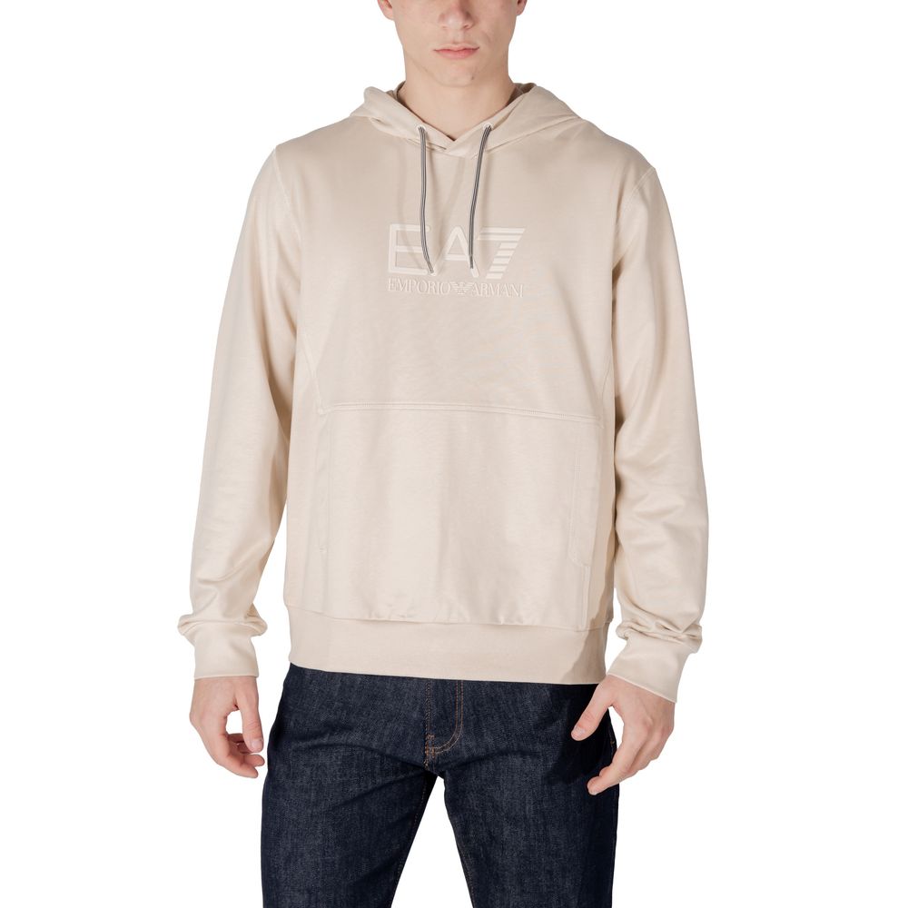 EA7 Emporio Armani – Kapuzenpullover aus Baumwolle in Beige