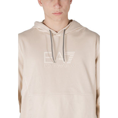 EA7 Emporio Armani – Kapuzenpullover aus Baumwolle in Beige