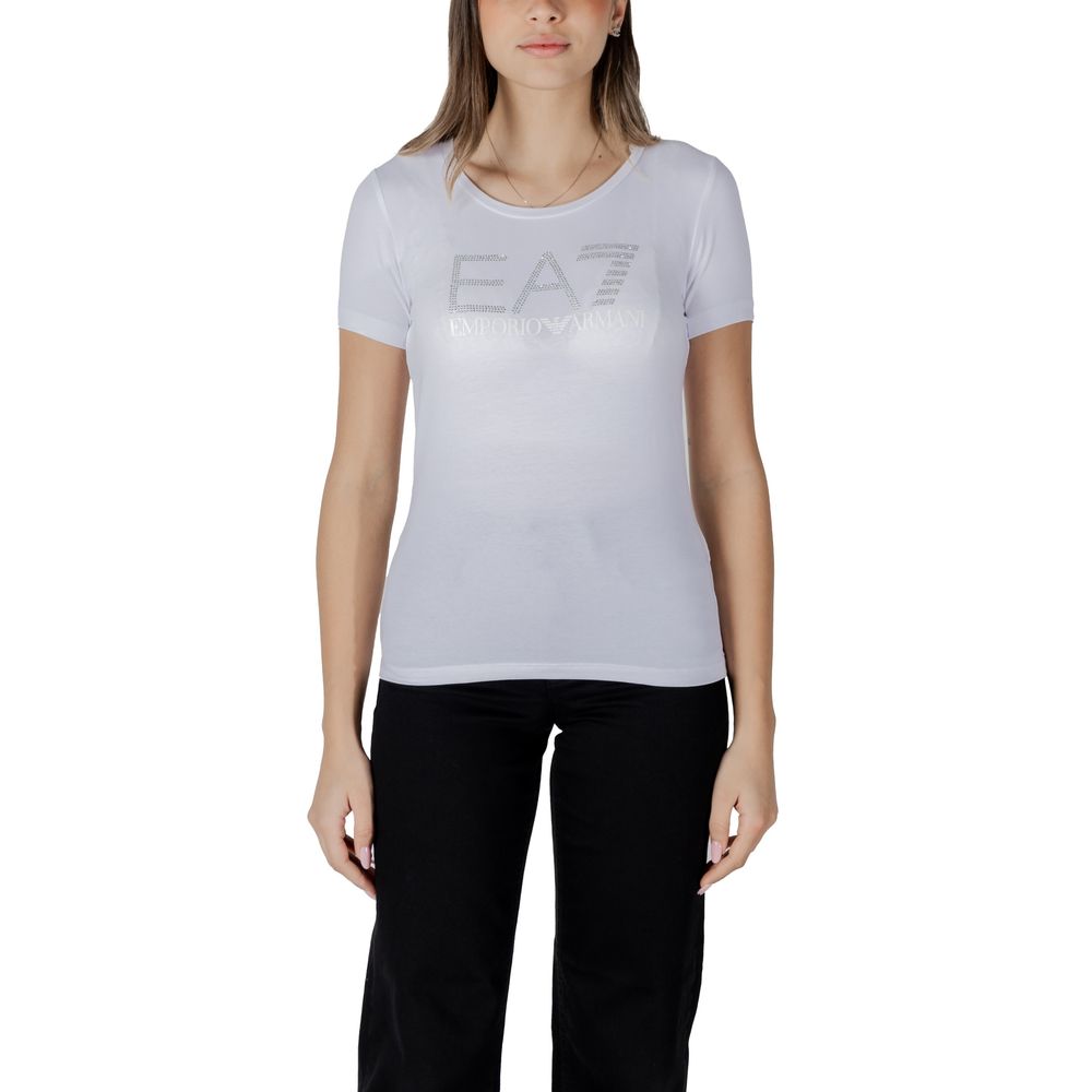EA7 Emporio Armani Weißes Baumwoll-T-Shirt