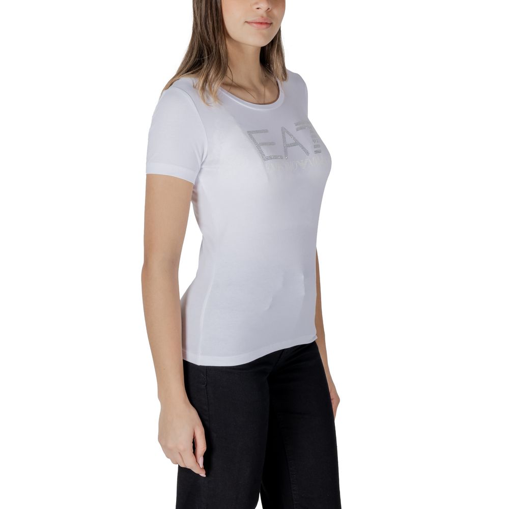 EA7 Emporio Armani Weißes Baumwoll-T-Shirt