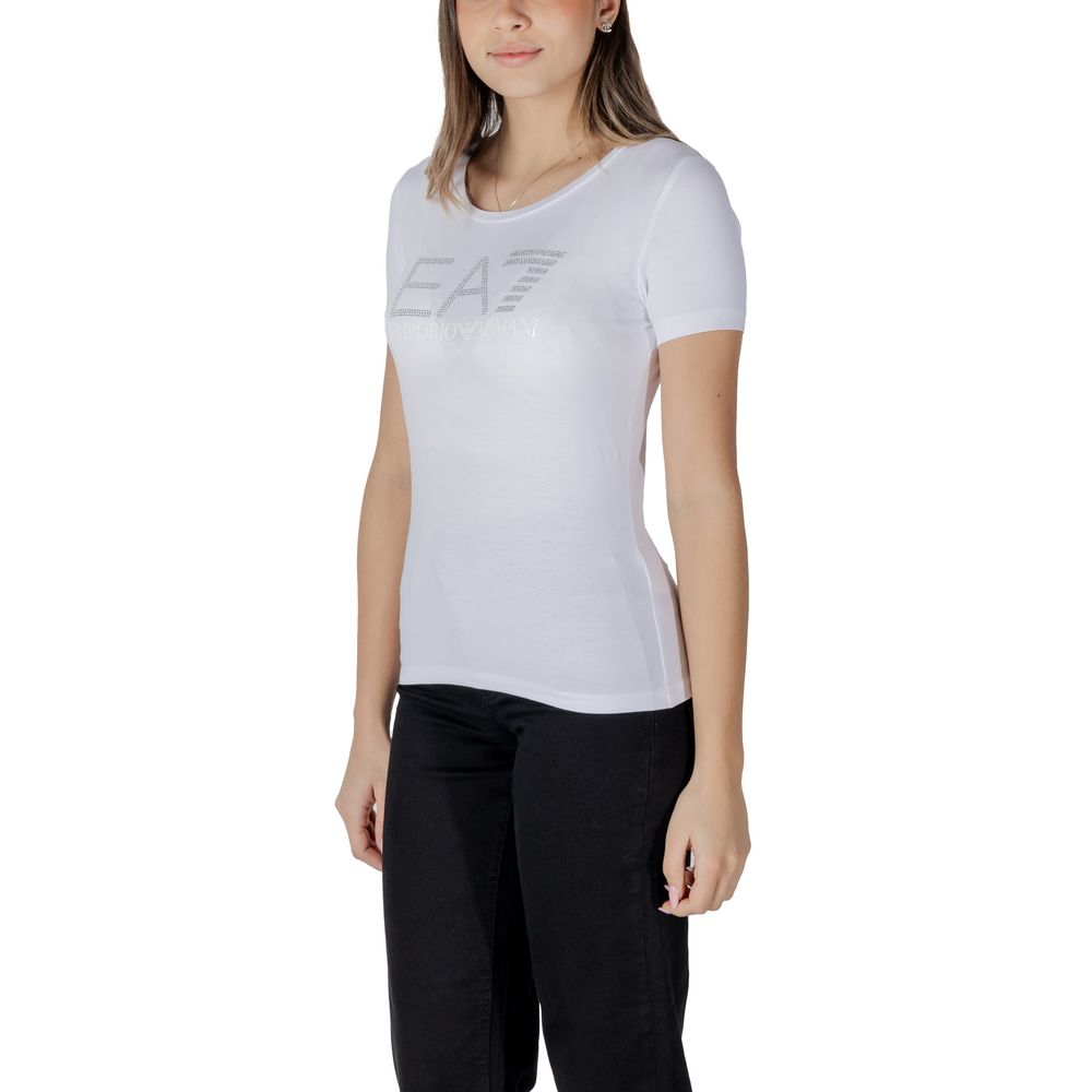 EA7 Emporio Armani Weißes Baumwoll-T-Shirt