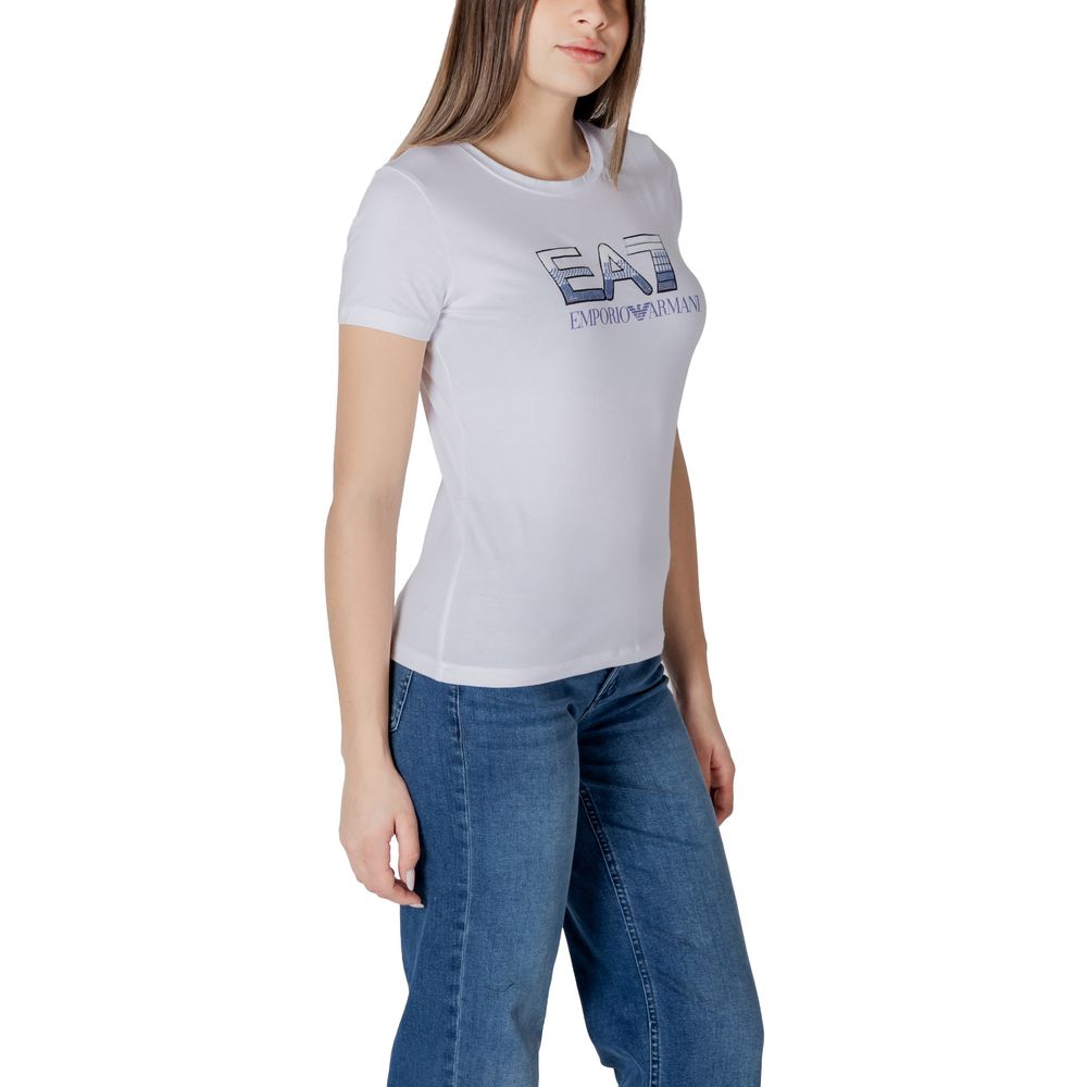 EA7 Emporio Armani Weißes Baumwoll-T-Shirt
