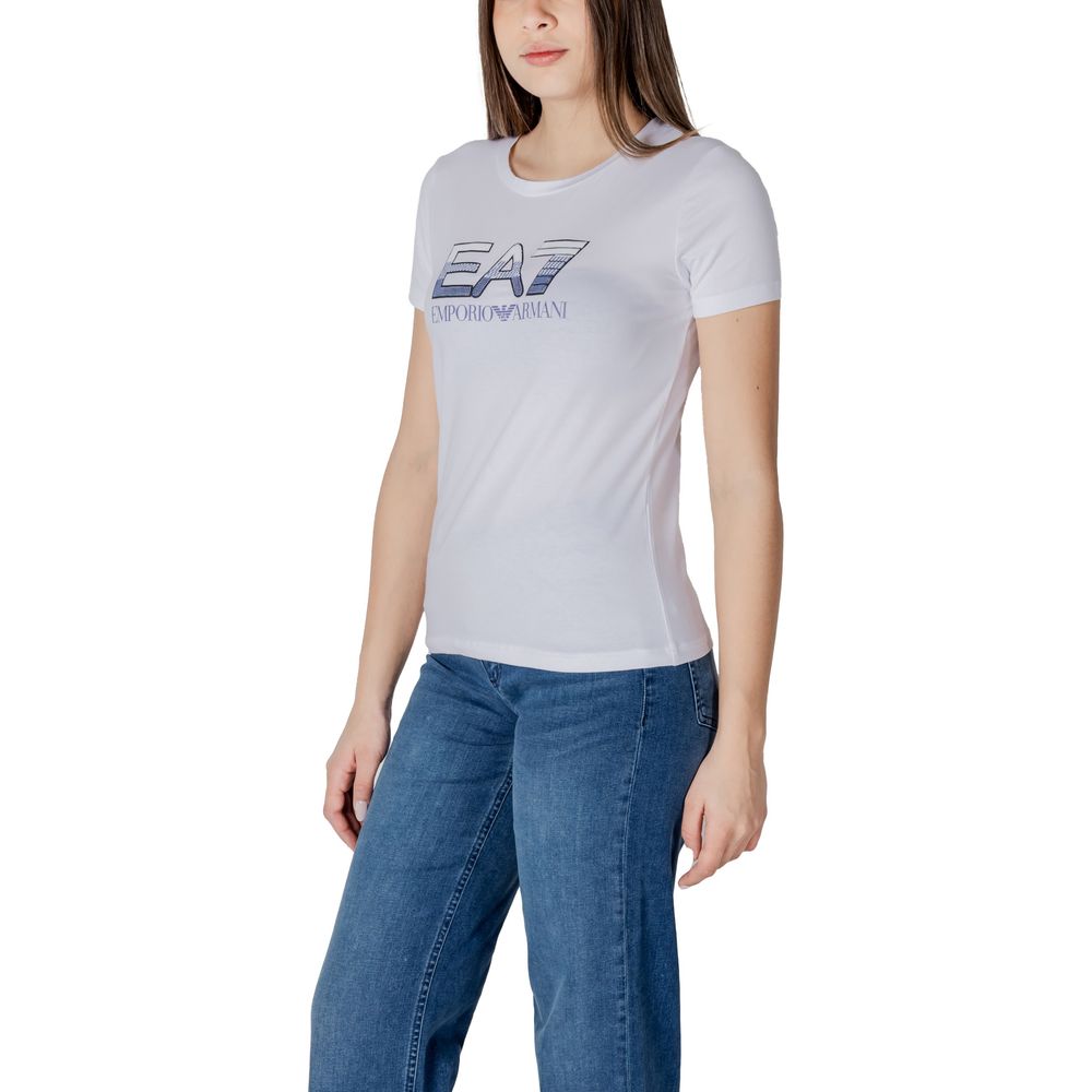 EA7 Emporio Armani Weißes Baumwoll-T-Shirt