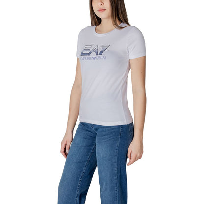 EA7 Emporio Armani Weißes Baumwoll-T-Shirt