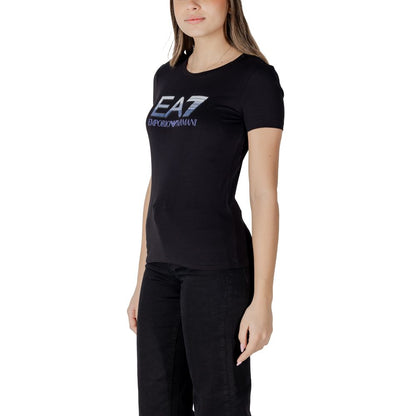 EA7 Emporio Armani Schwarzes Baumwoll-T-Shirt