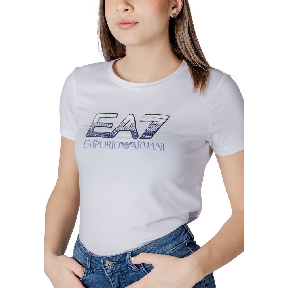 EA7 Emporio Armani Weißes Baumwoll-T-Shirt