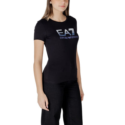 EA7 Emporio Armani Schwarzes Baumwoll-T-Shirt