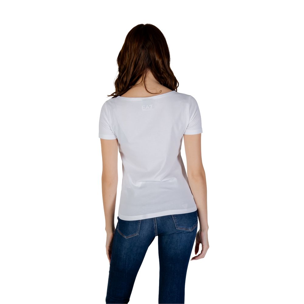 EA7 Emporio Armani Weißes Baumwoll-T-Shirt