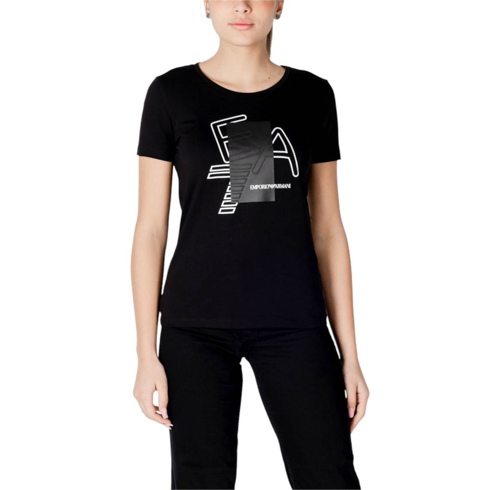 EA7 Emporio Armani Schwarzes Baumwoll-T-Shirt