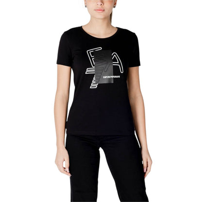 EA7 Emporio Armani Schwarzes Baumwoll-T-Shirt